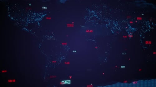 Animated Global Business Data with Futuristic World Map