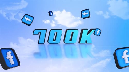 Social Media 100K Followers Celebration with Facebook Icons