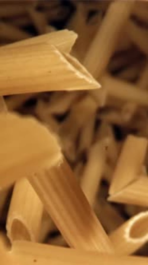 The Penne Pasta Falls Down Filmed on a Highspeed Camera at 1000 Fps