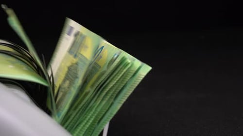 Euro Bills Counted By Currency Counter Machine