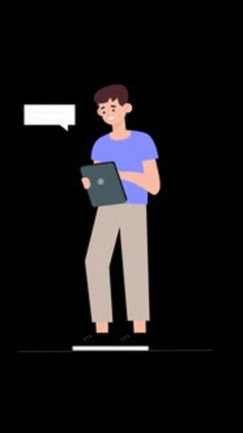 Young Man Taking Important Notes In His Notebook Vertical Alpha Channel