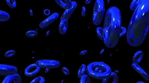 Animation en boucle de formes d'anneaux bleus géométriques
