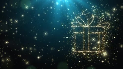 Golden Sparkle Particle Gift Box Reveal for Festive Events