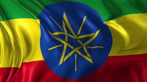 Waving Ethiopian Flag Realistic Fabric Animation Loop