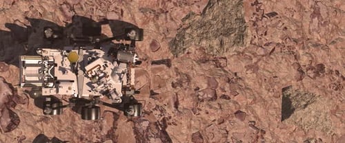 Mars Rover Robotic Arm Extending on Rocky Planet Surface 3D Animation
