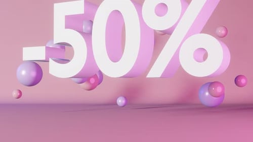 Modern 3D Minus 50 Percent Discount Text Reveal