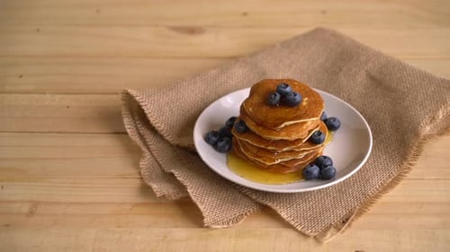 Stack of pancakes with fresh blueberry