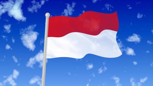 Indonesian Flag Waving Realistic Loop Animation
