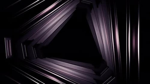 Dark Triangular Tunnel Moving Into the Distance Abstract Geometric Background