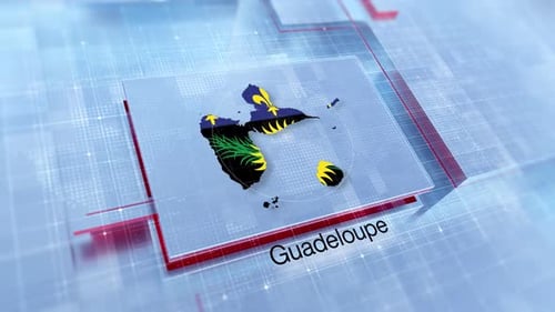Guadeloupe Map and Flag Reveal Animation