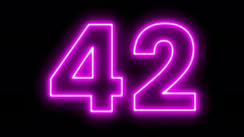 Neon Number 42 Outline Reveal Animation