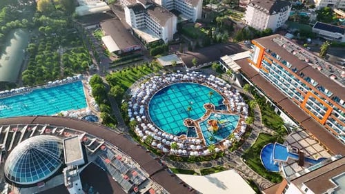 Infrastructure of Hotels Aerial View 4 K Turkey Alanya Avsallar