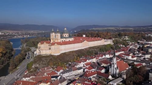 Aerial View of Melk Abbey Austria