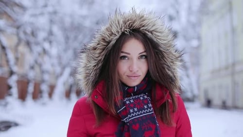 Close Up Face Beautiful Young Woman Smiling Looking Camera Charming Happiness Holiday Lifestyle
