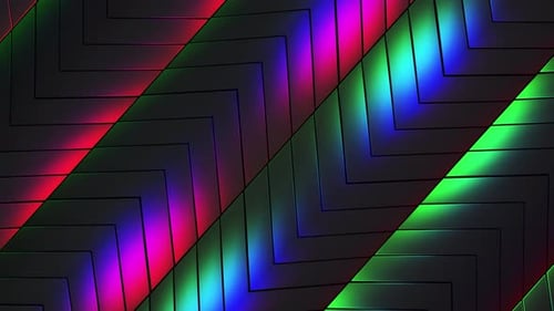 Dynamic Geometric Chevron Pattern with Colorful Moving Lights