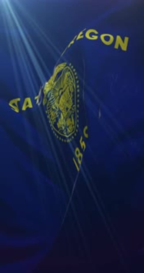Animated Oregon State Flag Waving with Light Rays