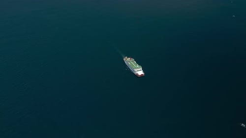 Ferry Sailing in the Ocean View Drone