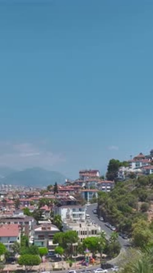 Aerial View of Cityscape With Cable Car