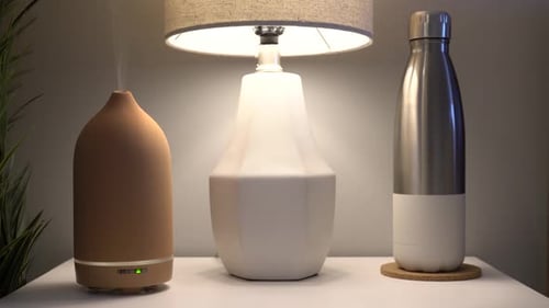 Essential oils diffuser humidifier for aroma therapy at home spa wellness; close up