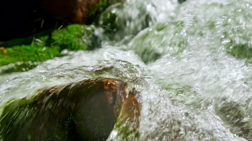 A Mountain River Filmed Closeup
