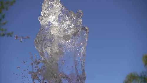 Water Fountain in Blue sky Slow Motion