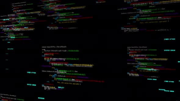 Abstract Computer Code Dollying on Dark Background, Technology Stock ...