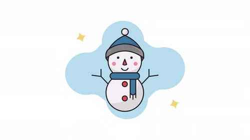 Cute Flat Design Snowman Character Animation