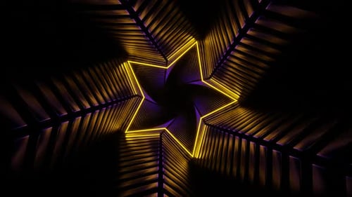 Yellow And Purple Star Spiral Tunnel Background Vj Loop In HD