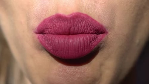 Macro Lips Professional Makeup Closeup of Woman Mouth with Lipstick on Lips Beauty and Makeup Close