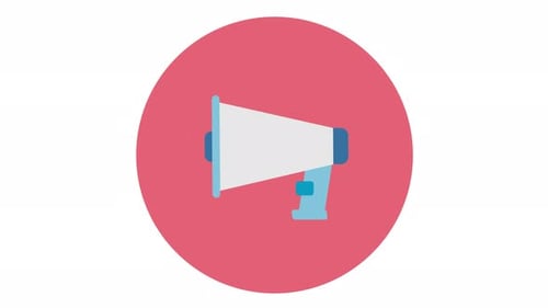 Flat Design Megaphone Icon with Animated Sound Waves