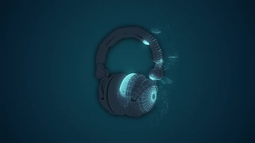 Futuristic Headphones Particle Reveal Animation