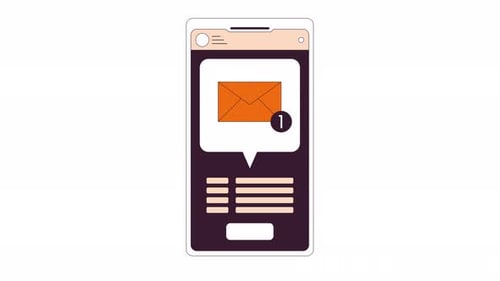 New message notification on phone screen 2D object animation