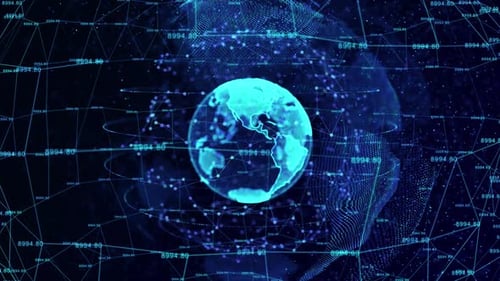 Canal alfa da rede rotativa terrestre digital 3D Blue