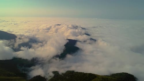 Sunset In Foggy Mountains, Sea of Clouds