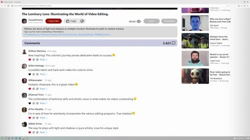 PC-Bildschirm mit Animation der Website mit Videoinhalten zur Filmbearbeitung