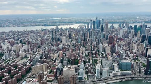 Manhattan seen from a helicopter, New York City, United States