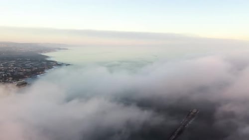 Sunset Above the Smokey Clouds, Downtown Newport, Orange County Coast View, Southern California