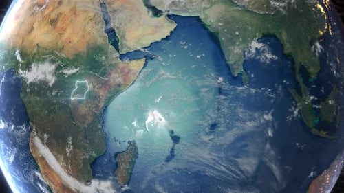 Realistic Earth Orbit and Zoom Glowing Borders Uganda