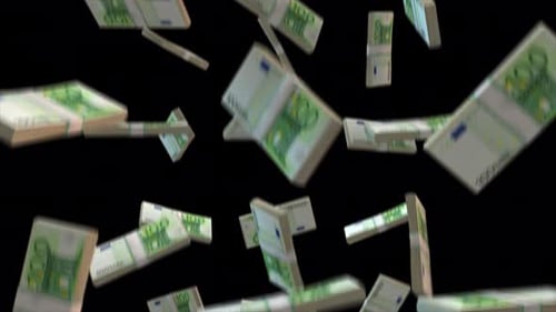 Animated Falling 100 Euro Banknotes Visual Effect