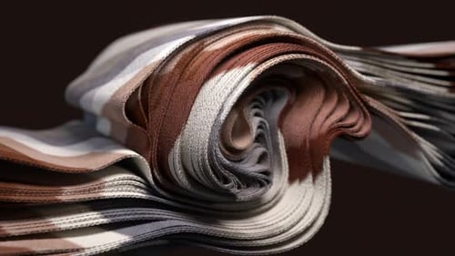 Abstract 3D Wave of Intertwined Fabric Textures in Earthy Tones 3D Animation