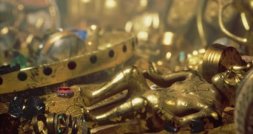 Golden Treasure Pile with Ancient Artifacts Title Opener