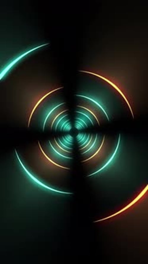 Vertical Abstract Neon Light Tunnel Loop Background