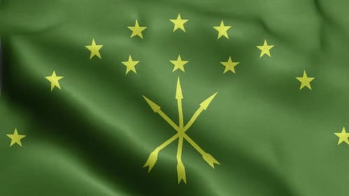 Realistic Waving Flag of Adygea Republic