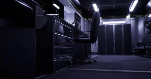 Espace de bureau dans un espace de travail moderne au design élégant et aux tons sombres