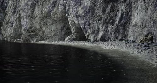 Serene Coastal Landscape with Rocky Cliffs and Calm Waters at Twilight