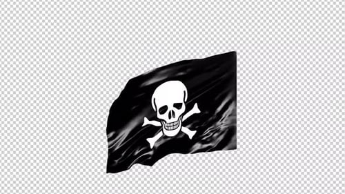 Realistic Waving Jolly Roger Pirate Flag Animation