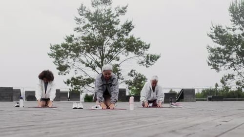 Women Exercising Together in Yoga Class