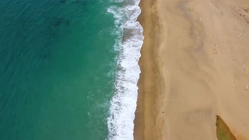 Scenic seaside island Sardinia in Italy. Bird view aerial drone air view flight of a natural tourist