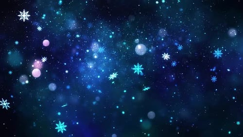 Falling Snowflakes and Glittering Particles Winter Background