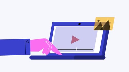 Flat Design Hand Interacting with Laptop for Digital Media